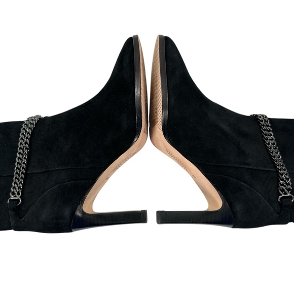 PAIGE Mason Claire Black Suede Chain Detail High Heel Boots Quiet Luxury 6.5 - Picture 6 of 10